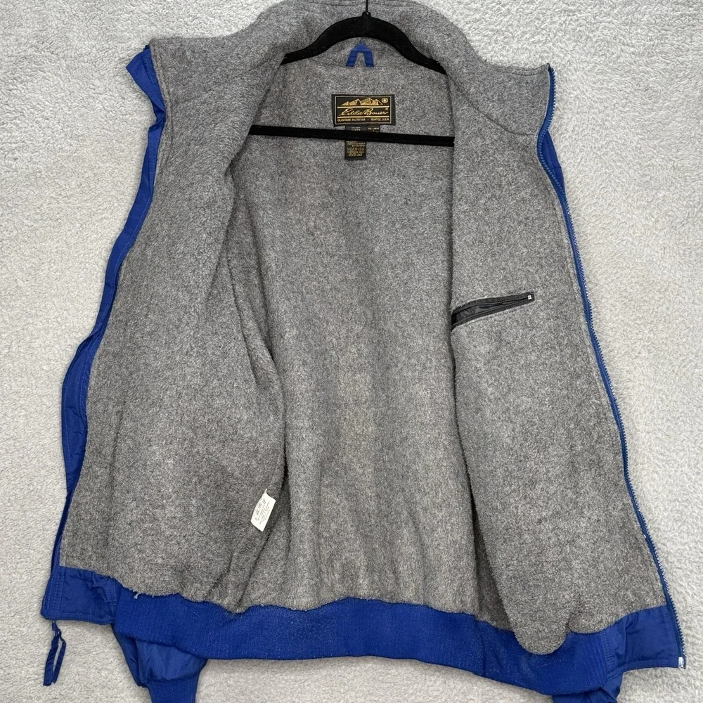 VTG Eddie Bauer Fleece Lined Bomber Jacket Mens Blue Outdoor Hike Coat L Tall LT